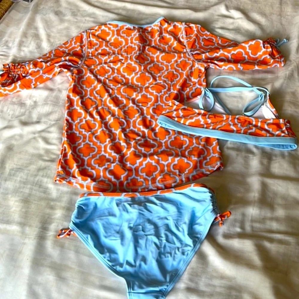 Cabana Life girls 3 piece swimsuit set in size 12 and 14